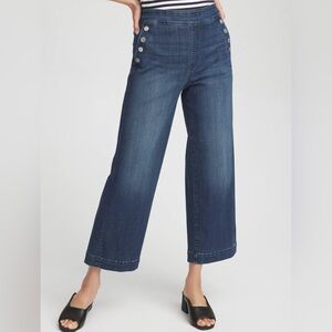 Chico's Denim Pull-On Wide Leg Crop Pants. SZ 2.5. Worn Twice, Like NEW